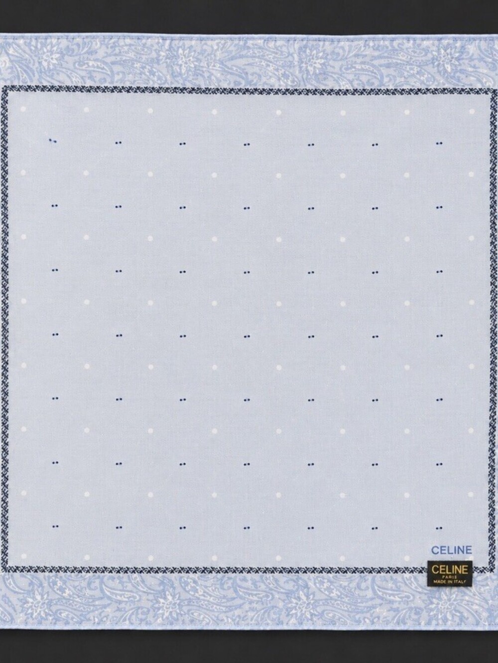 Celine Light Blue Border Square Scarf
